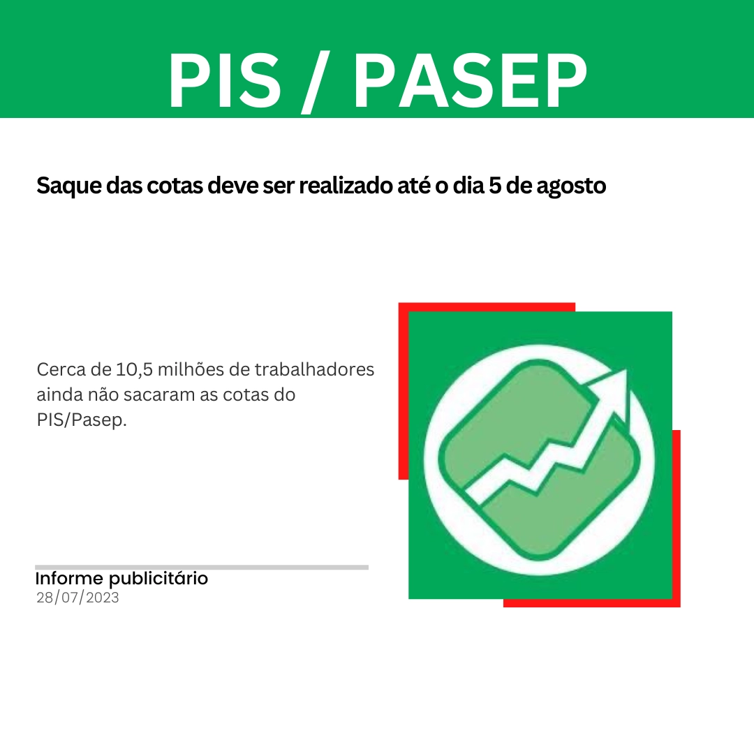 Pis/Pasep: saque das cotas deve ser realizado até o dia 5 de agosto