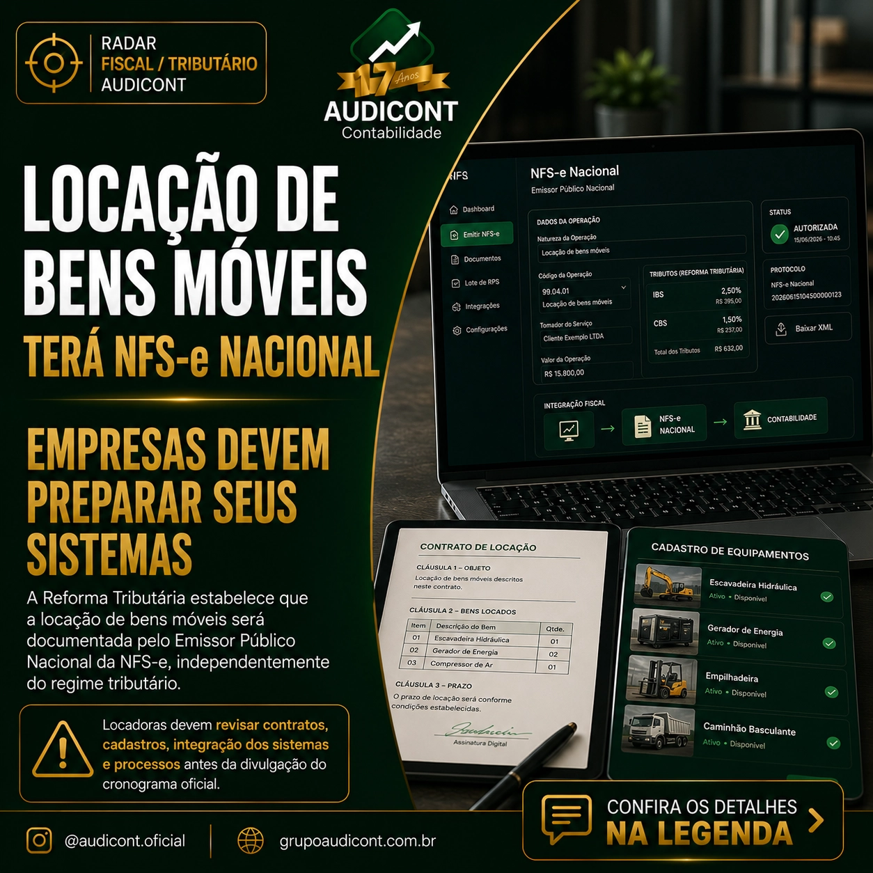 📑 Reforma Tributária: locação de bens móveis terá NFS-e Nacional