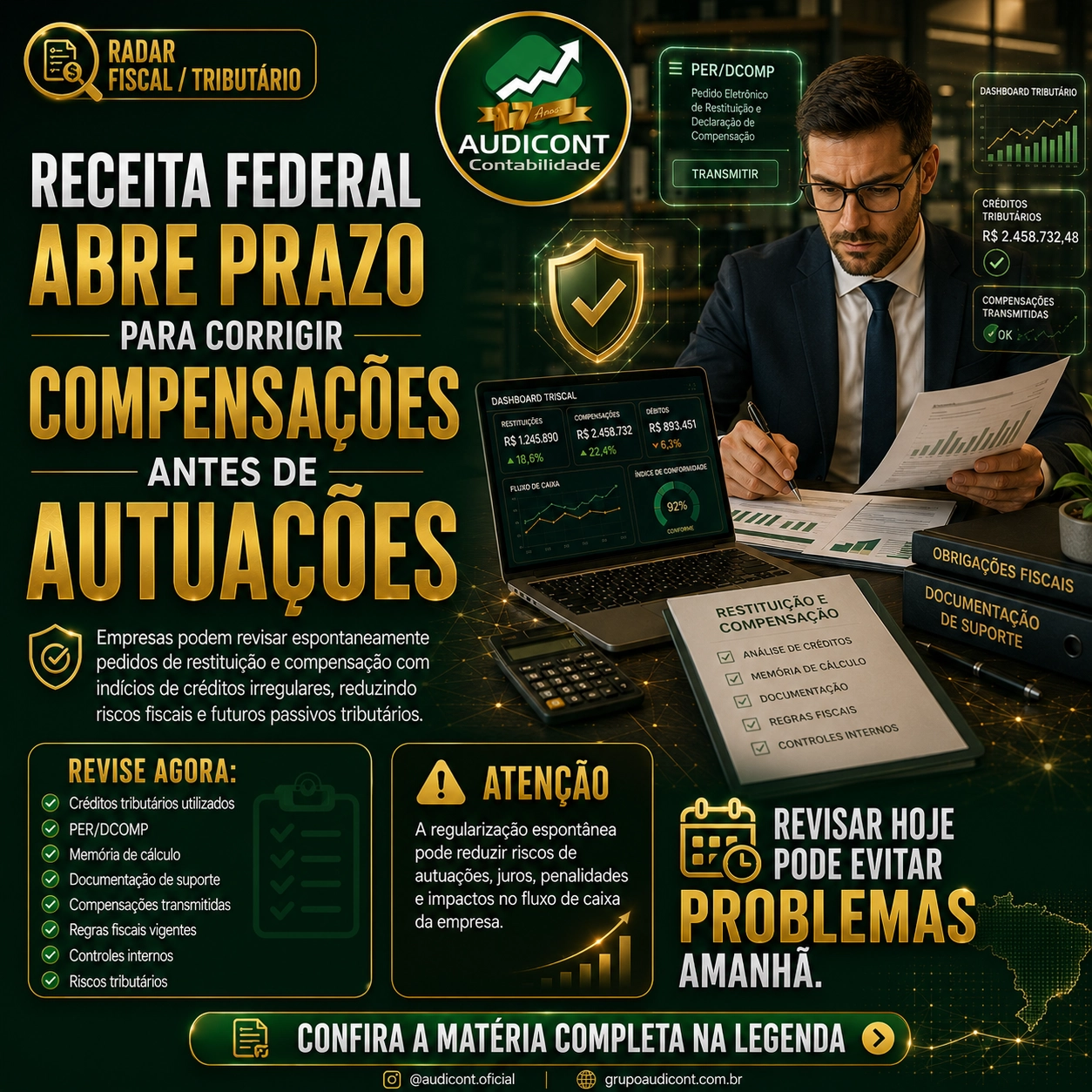 🚨 Receita Federal abre oportunidade para corrigir compensações com créditos irregulares antes de autuações